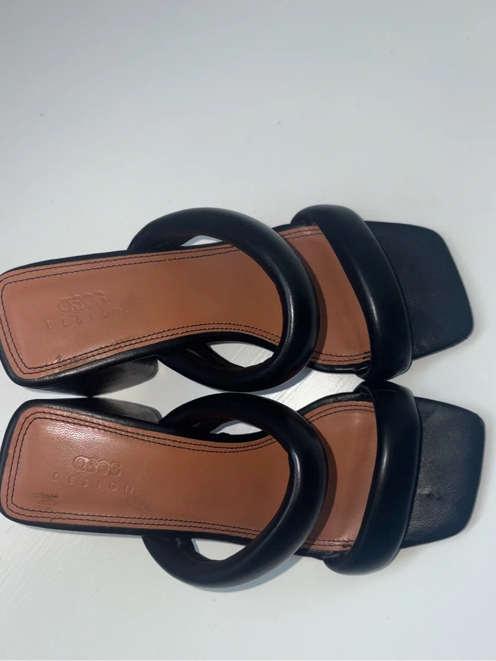 Black Padded Mid Heel Mules